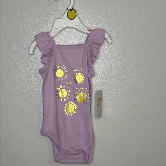 Jumping Beans Purple and Gold Ruffle Sleeve Bodysuit - Picture 1 of 1